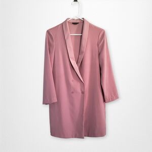 Topshop dusty pink long line blazer, size 6